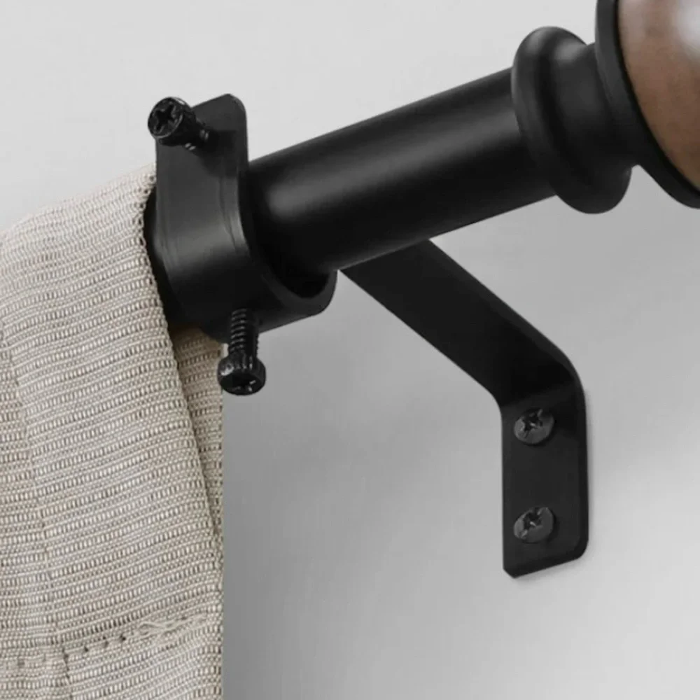 Six Curtain Rod Brackets 3/4” Black Heavy Duty NWT